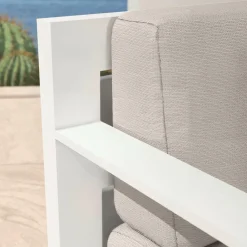 Salon de jardin aluminium 5 places 4 pcs Elba Blanc et taupe