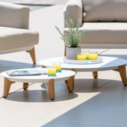 Salon de jardin aluminium 12 places 8 pcs Monte Carlo Blanc et beige