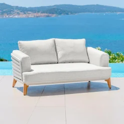 Salon de jardin aluminium 5 places 4 pcs Monte Carlo Blanc et gris clair