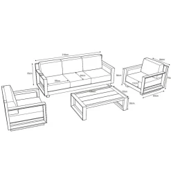 Salon de jardin aluminium 5 places 4 pcs Elba Blanc et beige
