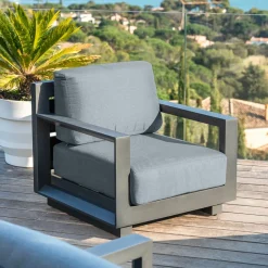 Salon de jardin d'angle aluminium 10 places Elba Gris anthracite