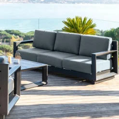 Salon de jardin d'angle aluminium 10 places Elba Gris anthracite