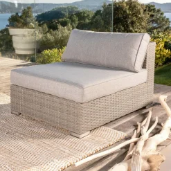 Salon de jardin d'angle en résine tressée 5 places Palma Gris et taupe