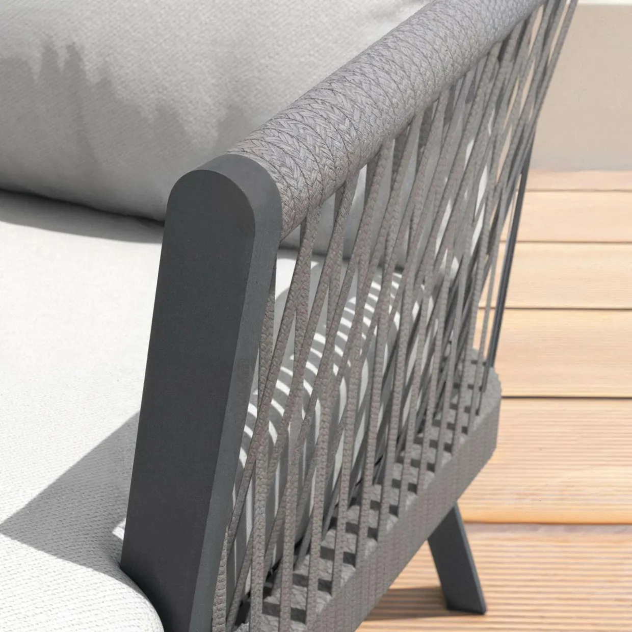 Salon de jardin en aluminium 5 places 4 pcs Amalfi Gris anthracite et gris clair