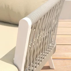 Salon de jardin en aluminium 7 places 5 pcs Amalfi Blanc et beige
