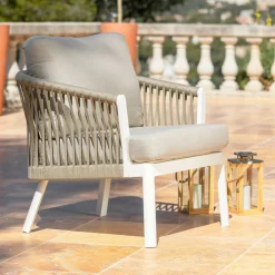 Salon de jardin en aluminium 4 places 4 pcs Amalfi Blanc et taupe