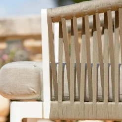 Salon de jardin en aluminium 5 places 4 pcs Amalfi Blanc et taupe