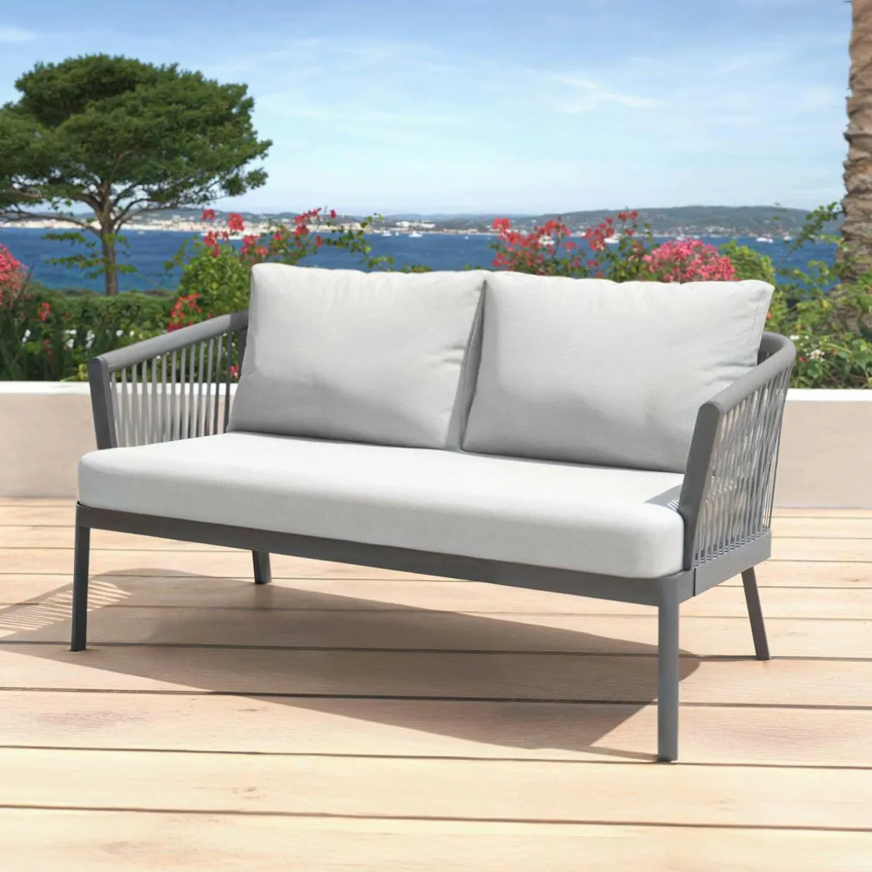 Salon de jardin en aluminium 4 places 4 pcs Amalfi Gris anthracite et gris clair