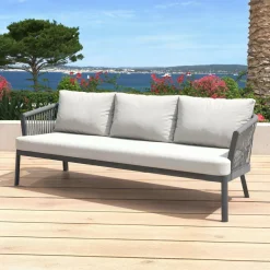 Salon de jardin en aluminium 7 places 5 pcs Amalfi Gris anthracite et gris clair