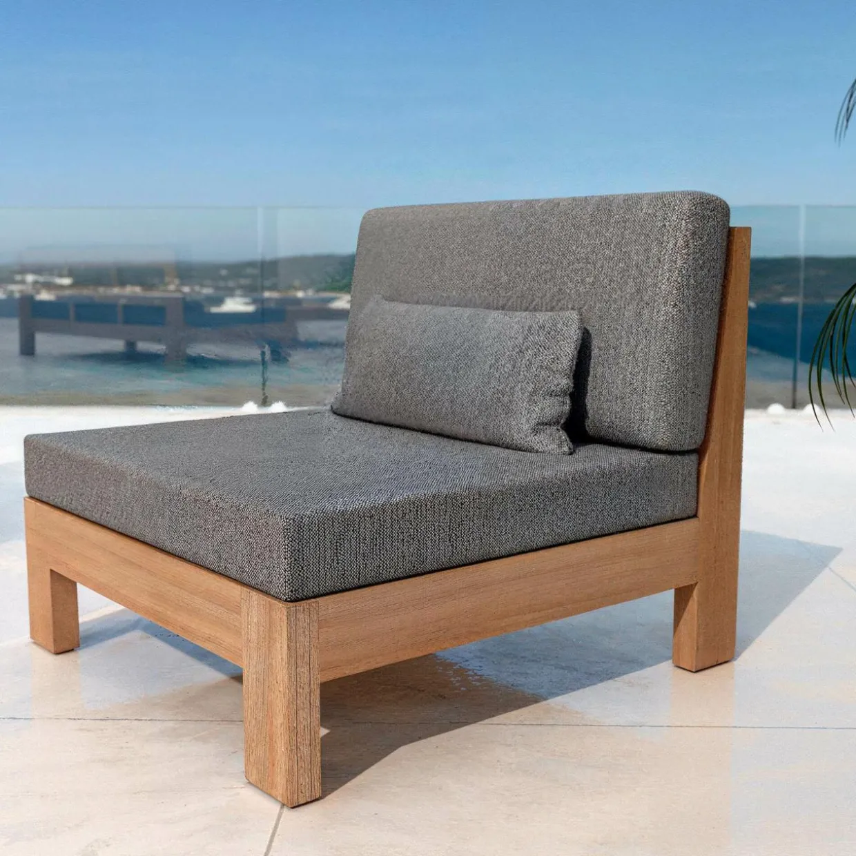 Salon de jardin en bois d'acacia 2 places 3 pcs Borneo Gris anthracite