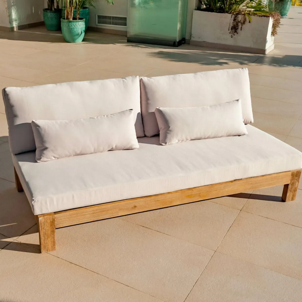 Salon de jardin en bois d'acacia 8 places 5 pcs Borneo Sable