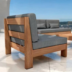 Salon de jardin en bois d'acacia 5 places 4 pcs Bornéo Gris anthracite