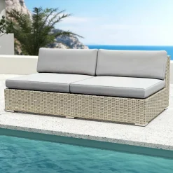 Salon de jardin en résine tressée 9 places 9 pcs Palma Gris