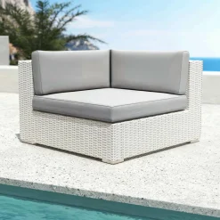 Salon de jardin en résine tressée 5 places 6 pcs Palma Blanc et gris