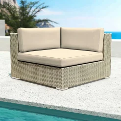 Salon de jardin en résine tressée 9 places 9 pcs Palma Gris et beige
