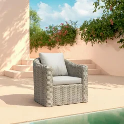 Salon de jardin en résine tressée 4 places 4 pcs Calvi Gris et gris clair