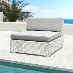 Salon de jardin en résine tressée 9 places 9 pcs Palma Blanc et gris