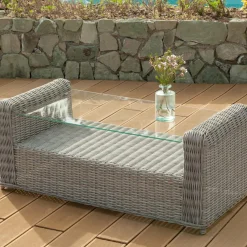 Salon de jardin en résine tressée 7 places 5 pcs Calvi Gris et taupe