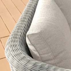 Salon de jardin en résine tressée 7 places 5 pcs Calvi Gris et taupe
