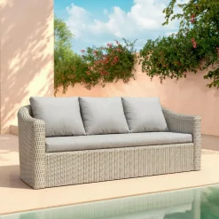 Salon de jardin en résine tressée 7 places 5 pcs Calvi Gris et gris clair