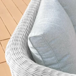 Salon de jardin en résine tressée 4 places 4 pcs Calvi Blanc et gris clair