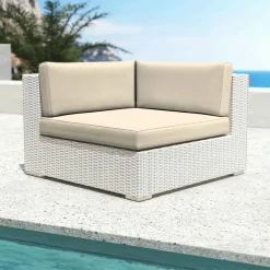 Salon de jardin en résine tressée 5 places 6 pcs Palma Blanc et beige