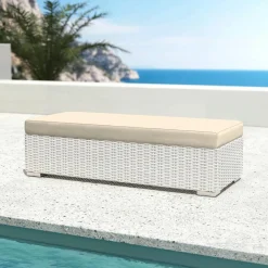 Salon de jardin en résine tressée 5 places 6 pcs Palma Blanc et beige