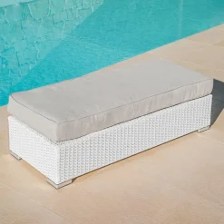 Salon de jardin en résine tressée 9 places 9 pcs Palma Blanc et taupe