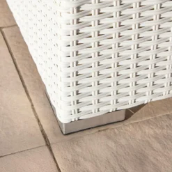 Salon de jardin en résine tressée 9 places 9 pcs Palma Blanc et taupe