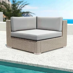 Salon de jardin en résine tressée 5 places 6 pcs Palma Gris