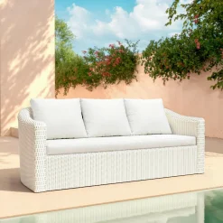 Salon de jardin en résine tressée 7 places 5 pcs Calvi Blanc