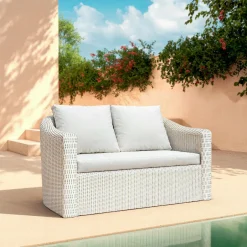 Salon de jardin en résine tressée 7 places 5 pcs Calvi Blanc