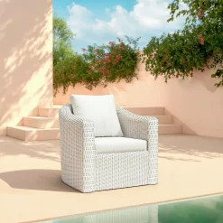 Salon de jardin en résine tressée 7 places 5 pcs Calvi Blanc