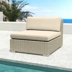 Salon de jardin en résine tressée 2 places 3 pcs Palma Gris et beige