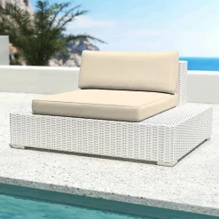 Salon de jardin en résine tressée 9 places 9 pcs Palma Blanc et beige
