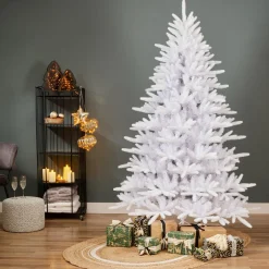 Sapin artificiel de Noël (H180 cm) Odense Blanc irisé et pailleté