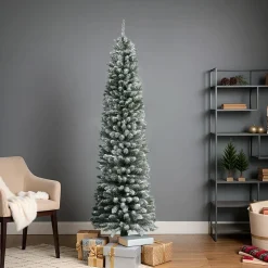 Sapin artificiel de Noël (H210 cm) Narrow Vert enneigé