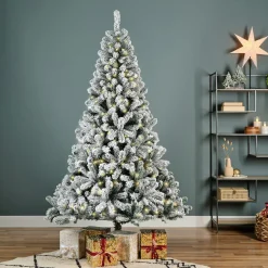 Sapin de Noël artificiel lumineux 400 LED (H240 cm) King Vert enneigé