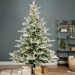 Sapin de Noël artificiel lumineux 550 LED (H210 cm) Glorious Vert enneigé