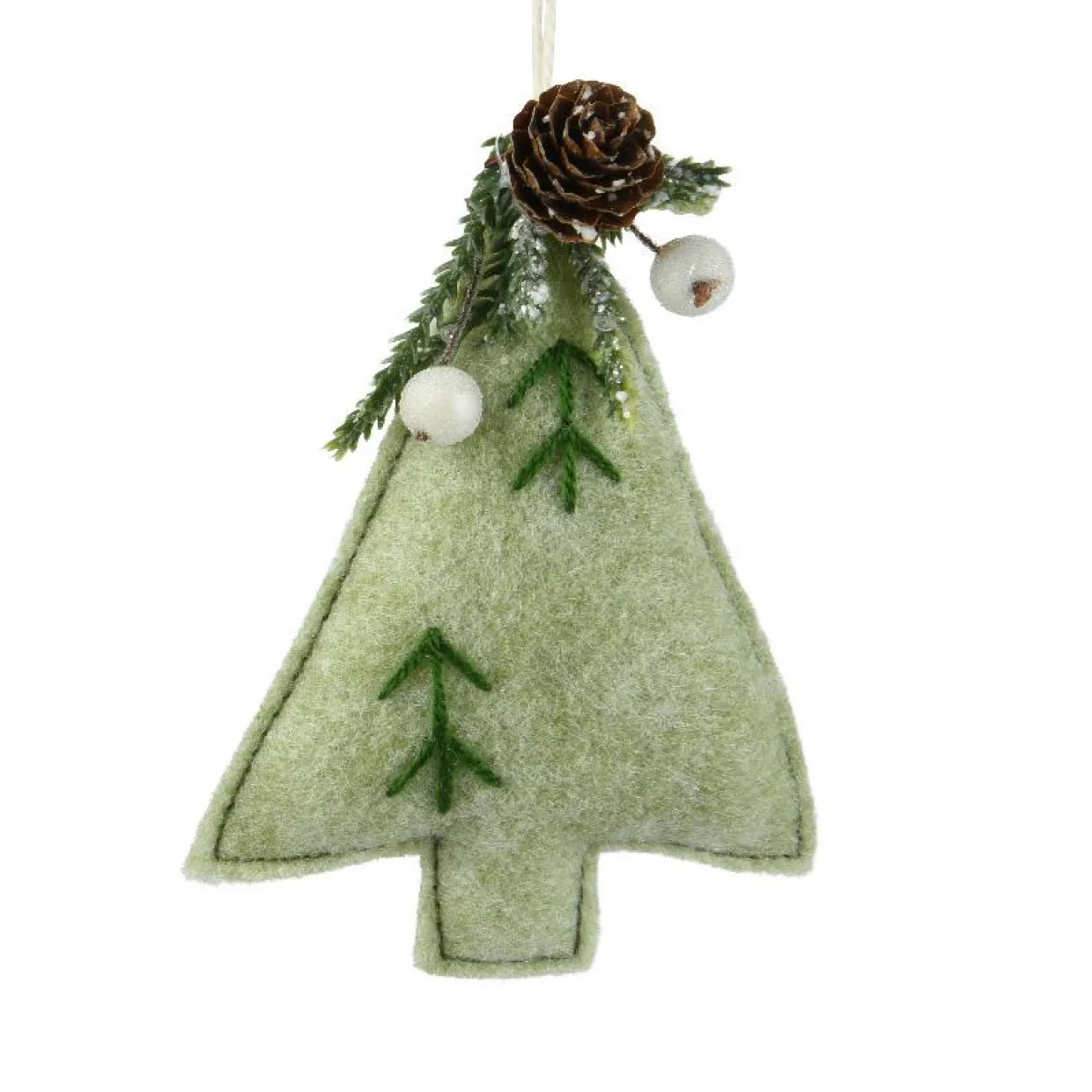 Sapin en feutrine à suspendre (H13 cm) Alpin Menthe blanche