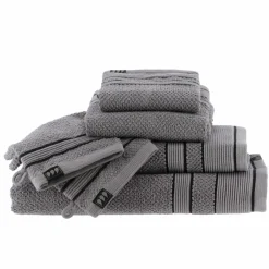 Serviette de bain coton (70 x 130 cm) Black Line Gris / noir
