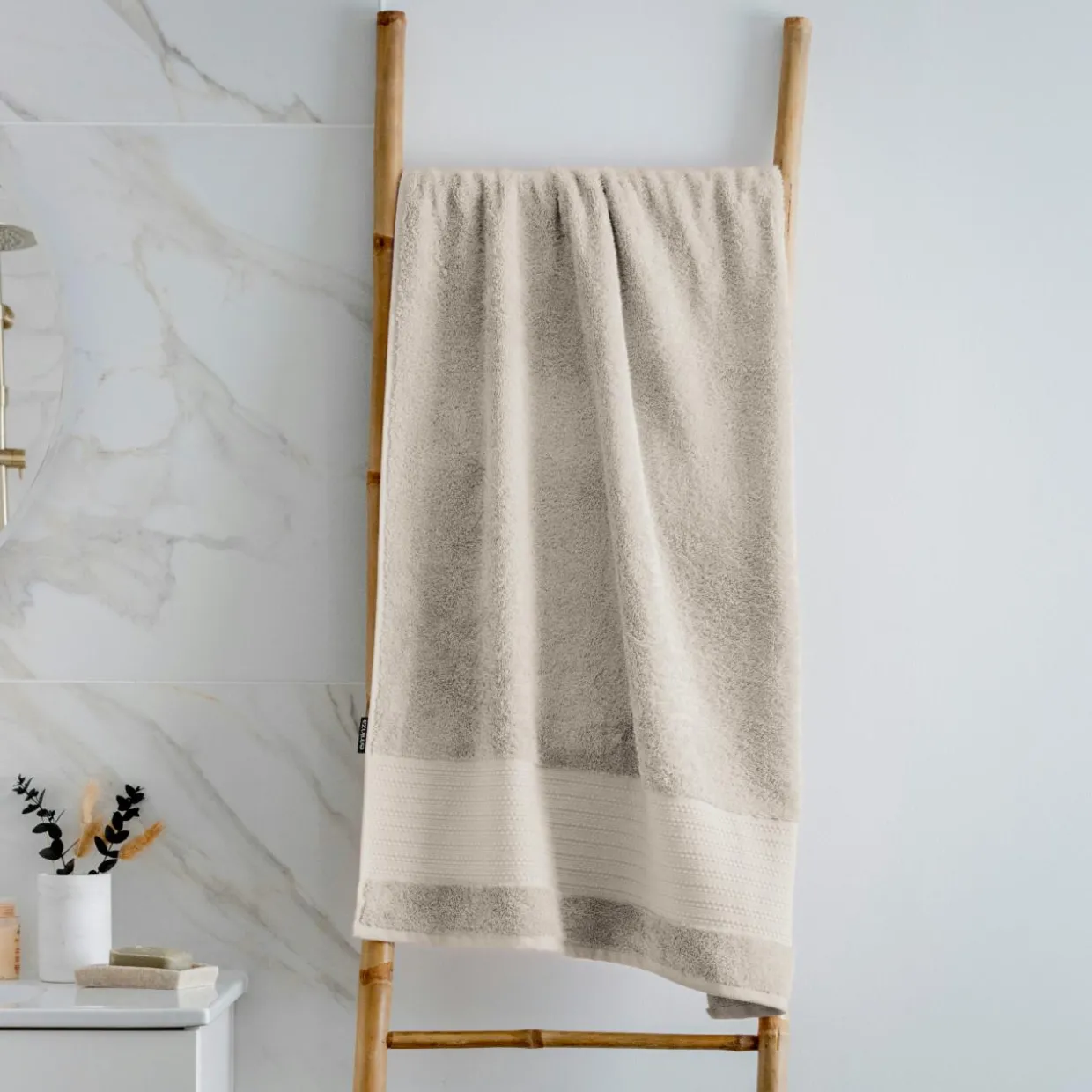 Serviette de bain coton bio (70 x 130 cm) Méline Beige pampa