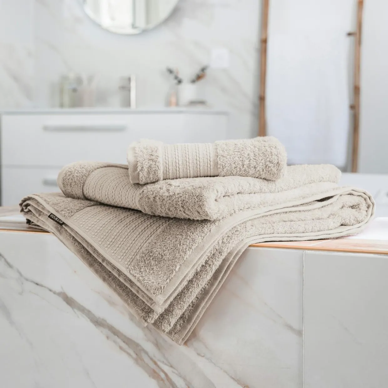 Serviette de bain coton bio (90 x 150 cm) Méline Beige pampa