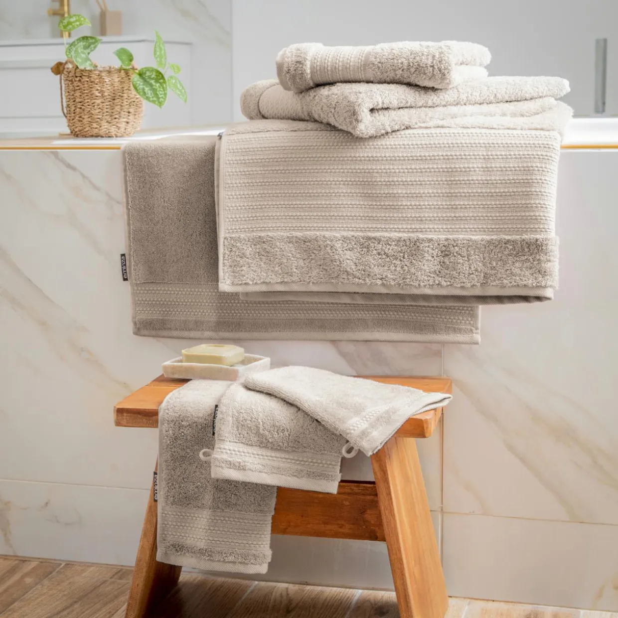 Serviette de bain coton bio (90 x 150 cm) Méline Beige pampa