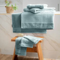 Serviette de bain coton bio (30 x 50 cm) Méline Bleu glacier