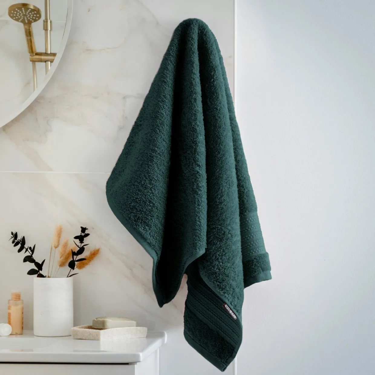 Serviette de bain coton bio (50 x 90 cm) Méline Vert émeraude