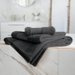 Serviette de bain coton bio (30 x 50 cm) Méline Gris orage