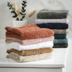 Serviette de bain coton bio (30 x 50 cm) Méline Gris argile