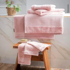 Serviette de bain coton bio (30 x 50 cm) Méline Rose pêche