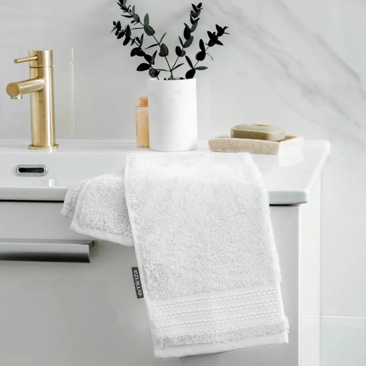 Serviette de bain coton bio (30 x 50 cm) Méline Blanc chantilly